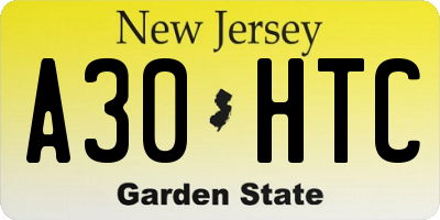 NJ license plate A30HTC