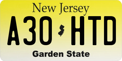 NJ license plate A30HTD