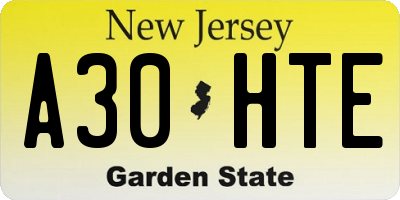 NJ license plate A30HTE