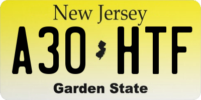 NJ license plate A30HTF