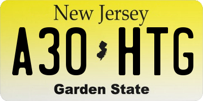 NJ license plate A30HTG