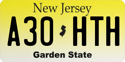 NJ license plate A30HTH