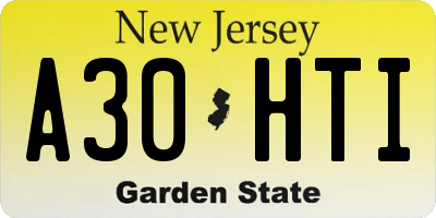 NJ license plate A30HTI