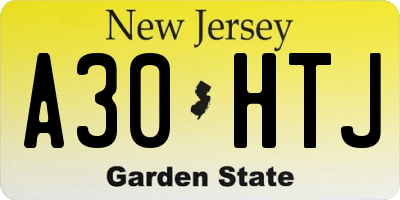 NJ license plate A30HTJ