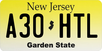 NJ license plate A30HTL