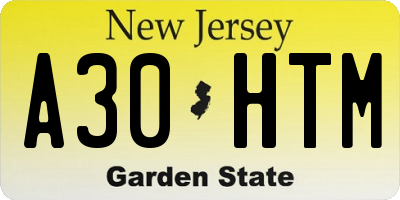 NJ license plate A30HTM