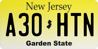 NJ license plate A30HTN