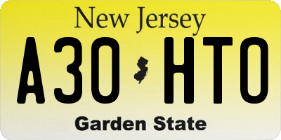 NJ license plate A30HTO