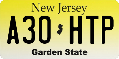 NJ license plate A30HTP