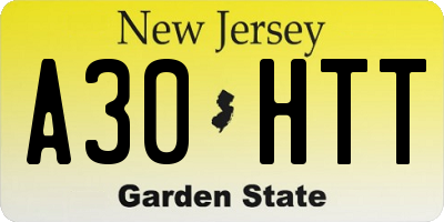 NJ license plate A30HTT