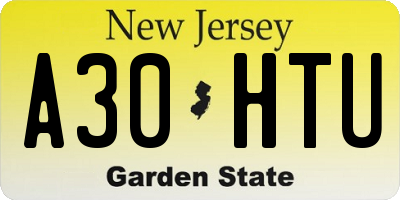 NJ license plate A30HTU
