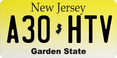 NJ license plate A30HTV