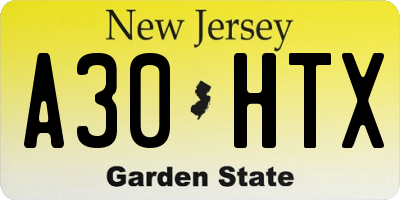 NJ license plate A30HTX