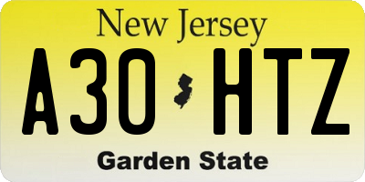 NJ license plate A30HTZ