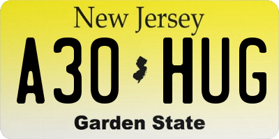 NJ license plate A30HUG