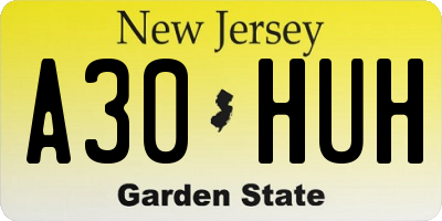 NJ license plate A30HUH