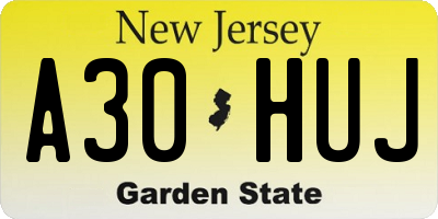 NJ license plate A30HUJ