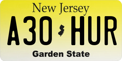 NJ license plate A30HUR