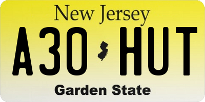 NJ license plate A30HUT