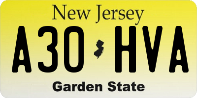 NJ license plate A30HVA