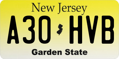 NJ license plate A30HVB
