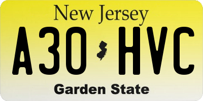 NJ license plate A30HVC