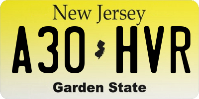 NJ license plate A30HVR