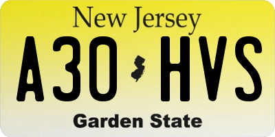 NJ license plate A30HVS
