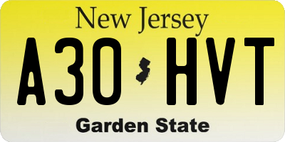 NJ license plate A30HVT