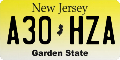 NJ license plate A30HZA