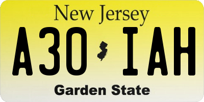 NJ license plate A30IAH