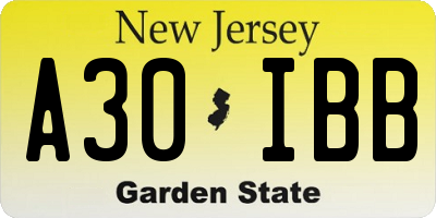 NJ license plate A30IBB