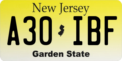 NJ license plate A30IBF