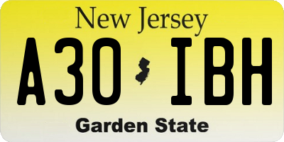 NJ license plate A30IBH