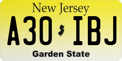 NJ license plate A30IBJ