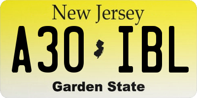 NJ license plate A30IBL