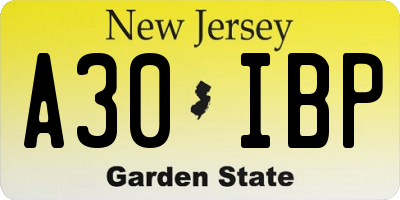 NJ license plate A30IBP
