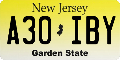 NJ license plate A30IBY