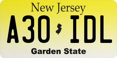 NJ license plate A30IDL