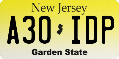 NJ license plate A30IDP