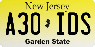 NJ license plate A30IDS