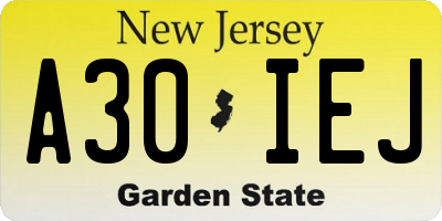 NJ license plate A30IEJ