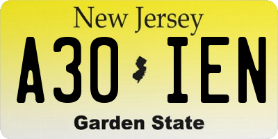 NJ license plate A30IEN