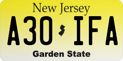 NJ license plate A30IFA