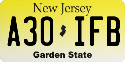 NJ license plate A30IFB