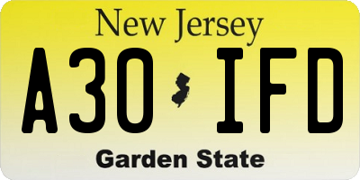 NJ license plate A30IFD