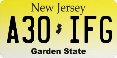 NJ license plate A30IFG
