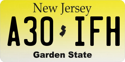 NJ license plate A30IFH