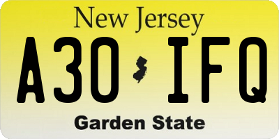 NJ license plate A30IFQ