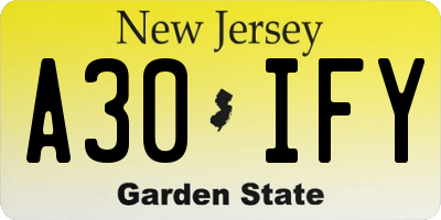 NJ license plate A30IFY